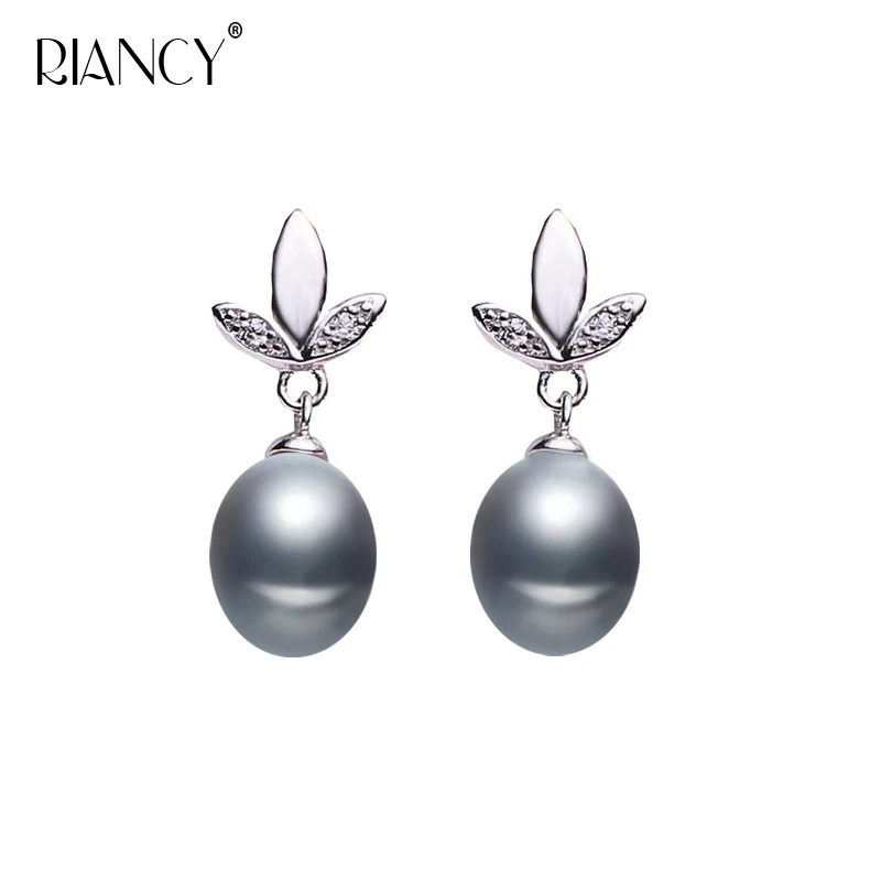 gray pearl earring Модные жемчужные серьги для женщин, черный натуральный пресноводный жемчуг, ювелирное изделие, свадебный подарок для девушек - Цвет камня: gray pearl earring