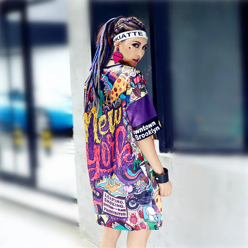Женская уличная одежда Харадзюку с принтом, Женская Повседневная дышащая футболка с круглым вырезом и коротким рукавом большого размера