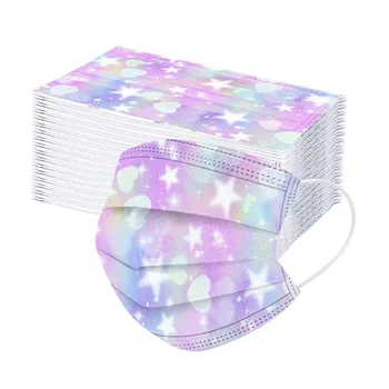 

10/50pcs Women Tie-dye Mouth Masks Gradient Star Printed Three-layer Non-woven Dust-proof Disposable Mask Mascarillas Mascarilla