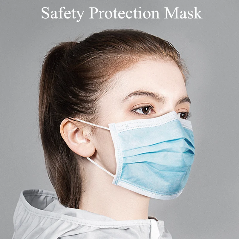 

50Pcs Spot Disposable Face Protective Mask Meltblown Nonwoven Anti Dust Respirator Civil Masks 3 Layers Filter Anti PM2.5 Saliva