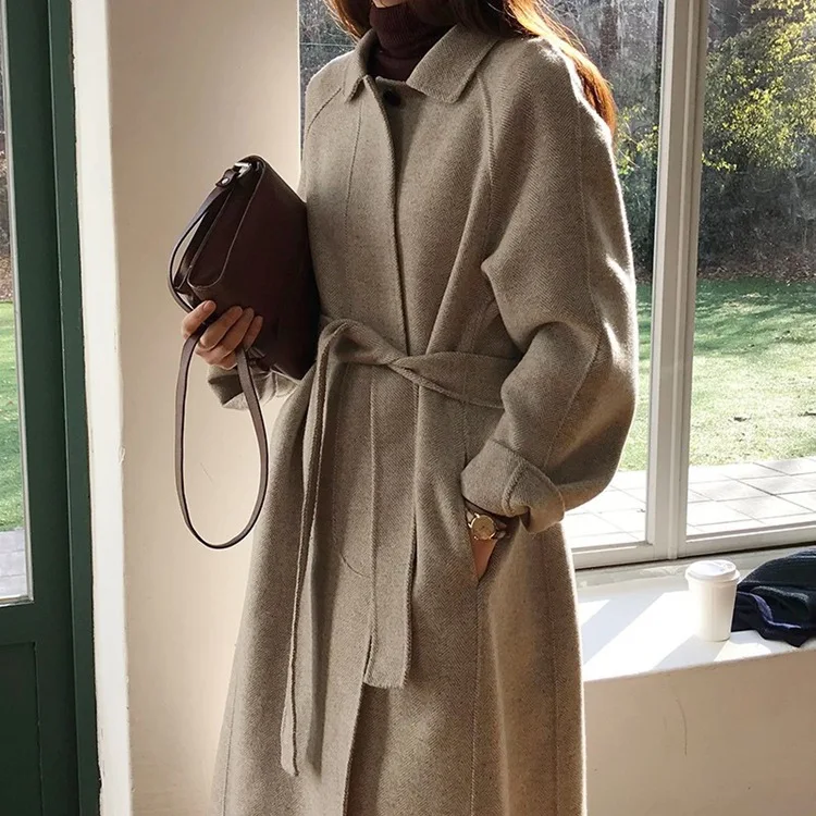 Шерстяное пальто женское длинное бежевое пальто зимнее шерстяное пальто подиумное Брендовое теплое шерстяное пальто наряд высокое качество