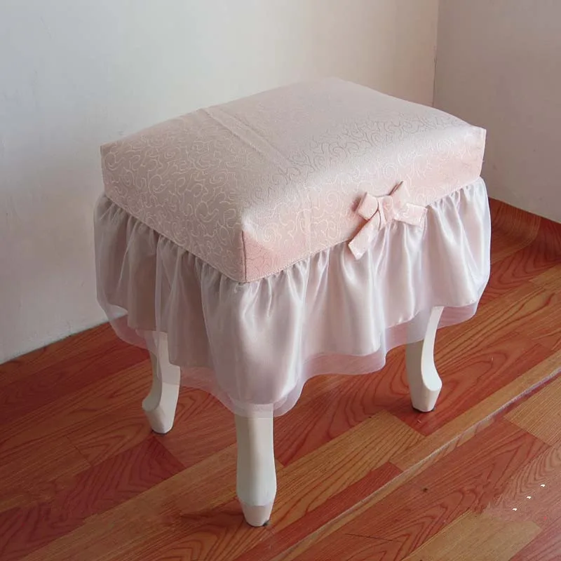 Details about   Princess Beige/pink Rectangle Makeup Stool Cover Lace Chair Covers Decorative 
