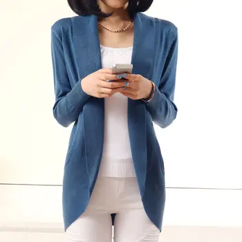 

2020 Autumn Winter New Women Long Sleeve Knitted Sweater Casual Solid Scarf Collar Cardigans Sweaters