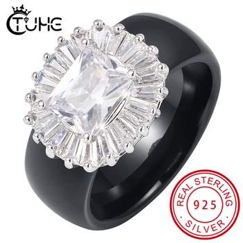 

New Squre 4.0 Carat CZ Crystsal Rings for Women Never Fade Healthy 8mm Width Wedding Jewelry Gift Christmas Gift Beautiful