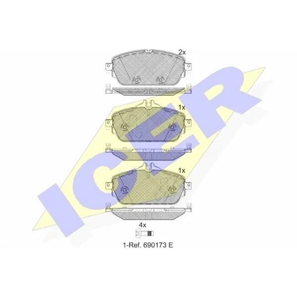 Колодки дисковые передние MB W205/S205 1.6/2.0/2.1D 13 ICER 1822
