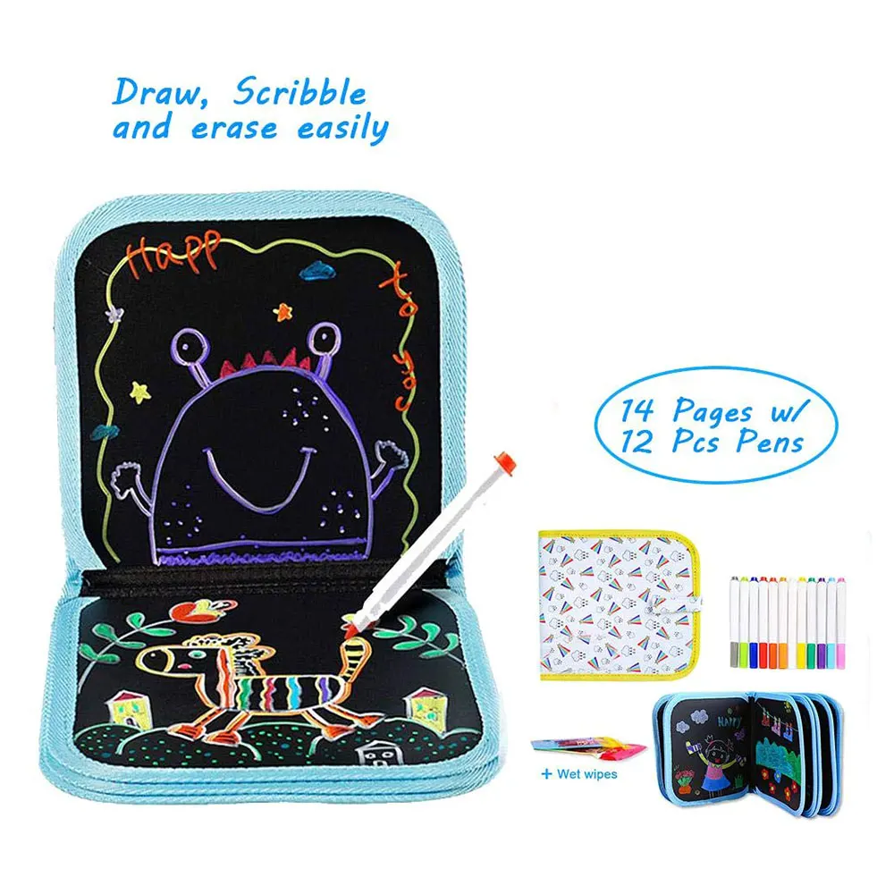 Портативные доски для рисования детей, повторяющиеся вытирающие книги для рисования, доски для рисования, двухсторонние игрушки для рисования