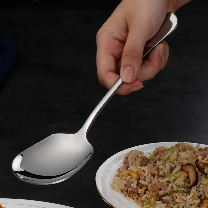 Serving Spoon Thicken Kitchen Dinner Dish Soup Rice Western Restaurant Bar Public Large Stainless Steel Round Head Buffet
