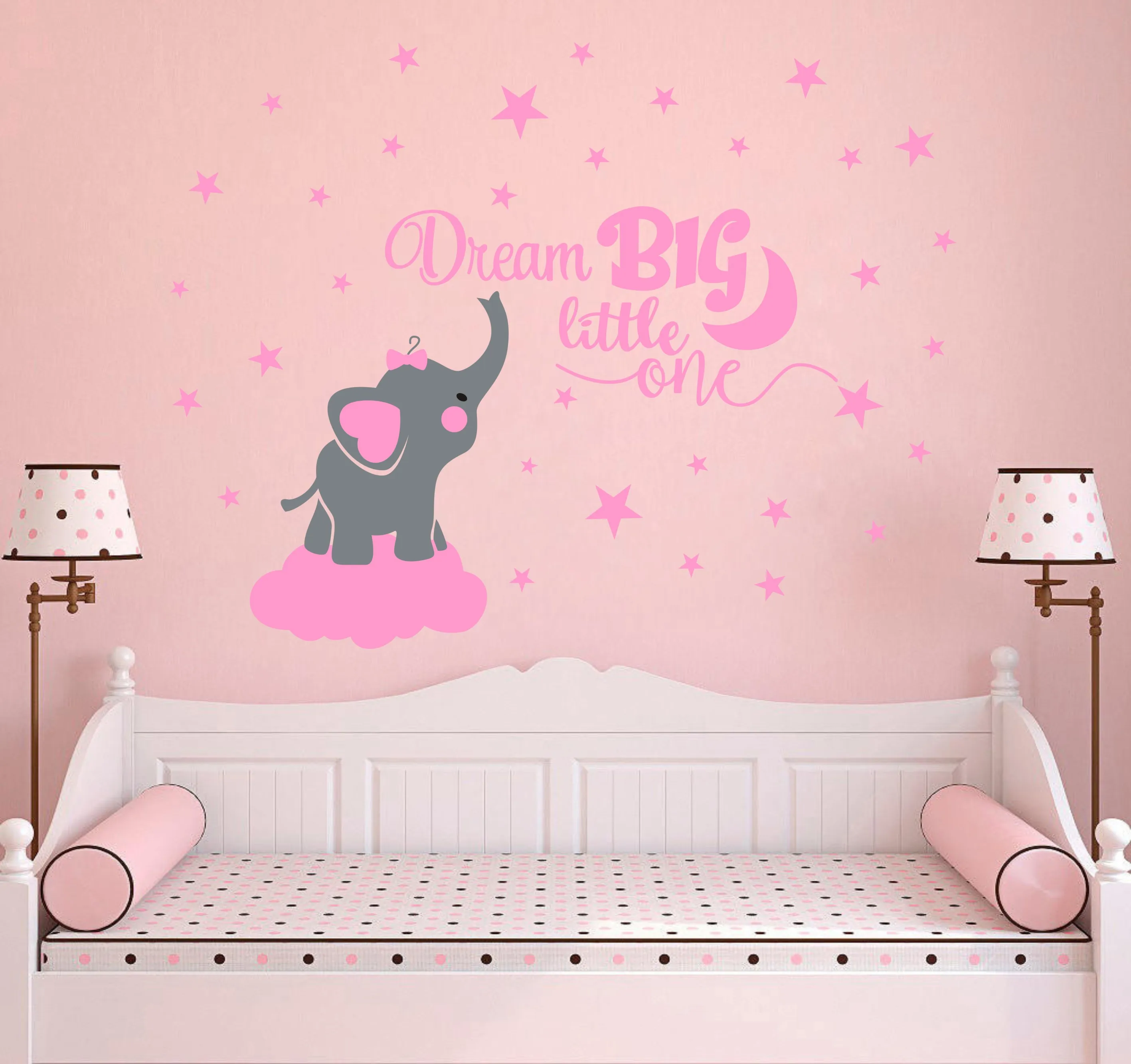 Dream Big Little One переводная картинка на стену в виде слона, Цитата наклейки на стену, Украшение стен в детской комнате, виниловые настенные наклейки для детей(S08