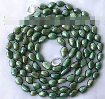 

stunning long 50" 8-9mm baroque green freshwater cultured pearl necklace s1649 natural Luxury Ms. girl Wedding Jewelry