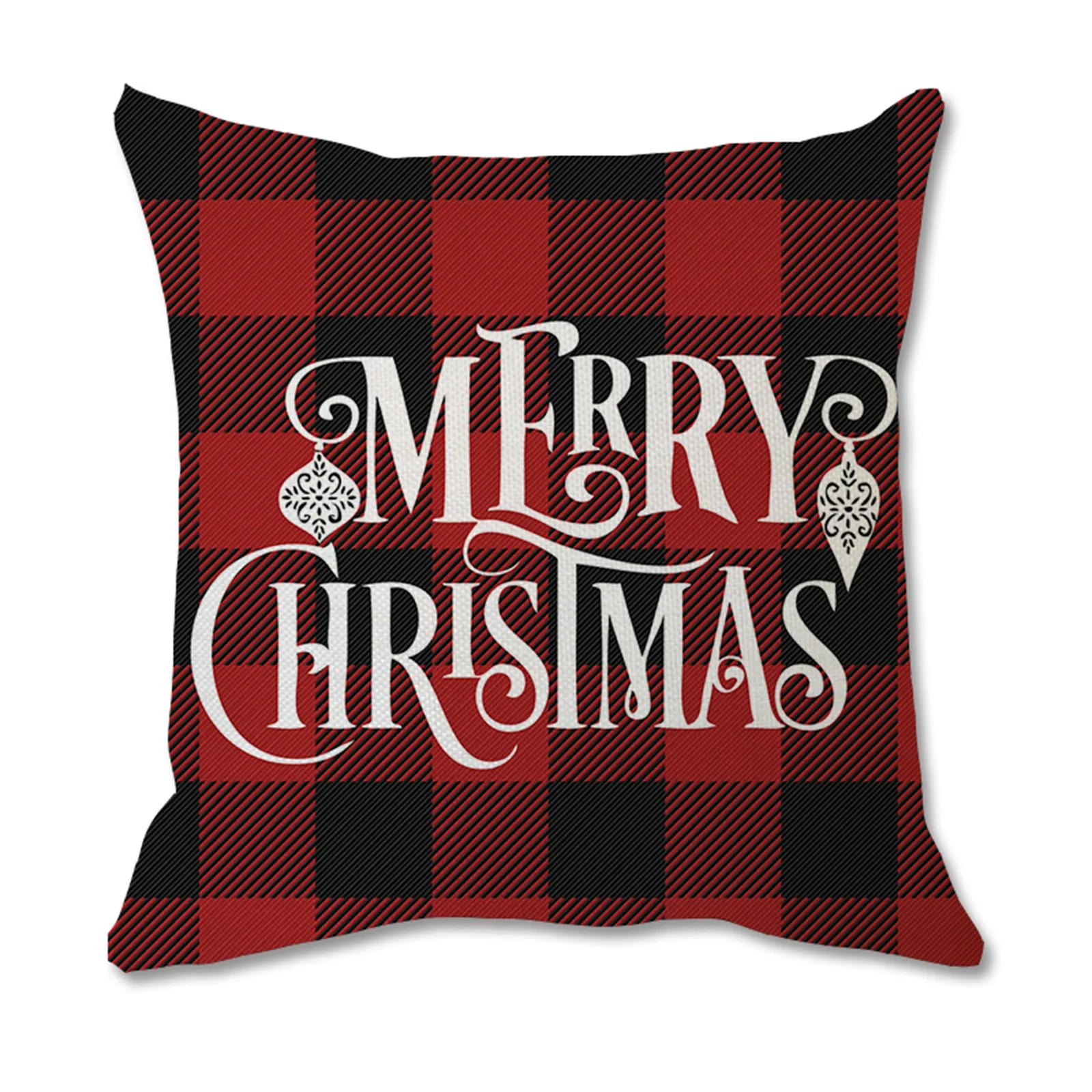 British Style Xmas Pillow Case Christmas Cushion Cover Black Red Lattice Decor 