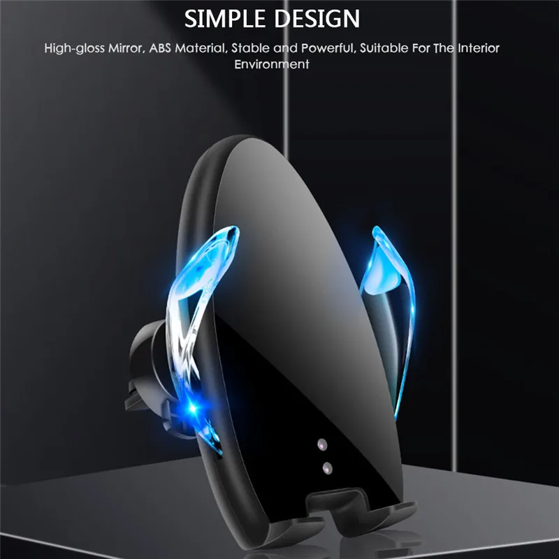Fast Charging Wireless Car Charger Infrared Smart Sensor Car Phone Charger Phone Holder Air Outlet+Suction Cup Mount For IPhone - Тип штекера: Black