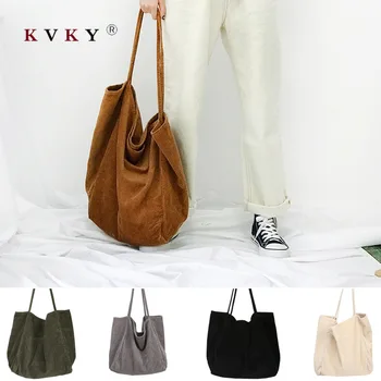 

2019 New Corduroy Big Shoulder Bags Environmental Shopping Bag Tote Package Crossbody Bags Purses Casual Handbags for Women 2019