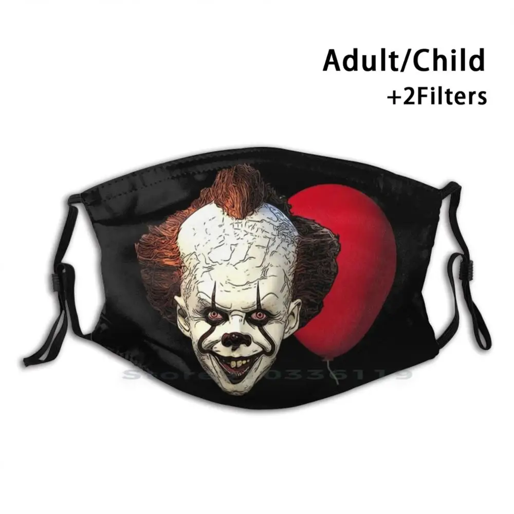 

Scary Horror Clown Face Mask Print Reusable Pm2.5 Filter DIY Mouth Mask Kids Badass Stylish Fashion Fashion Scary Teeth Horror