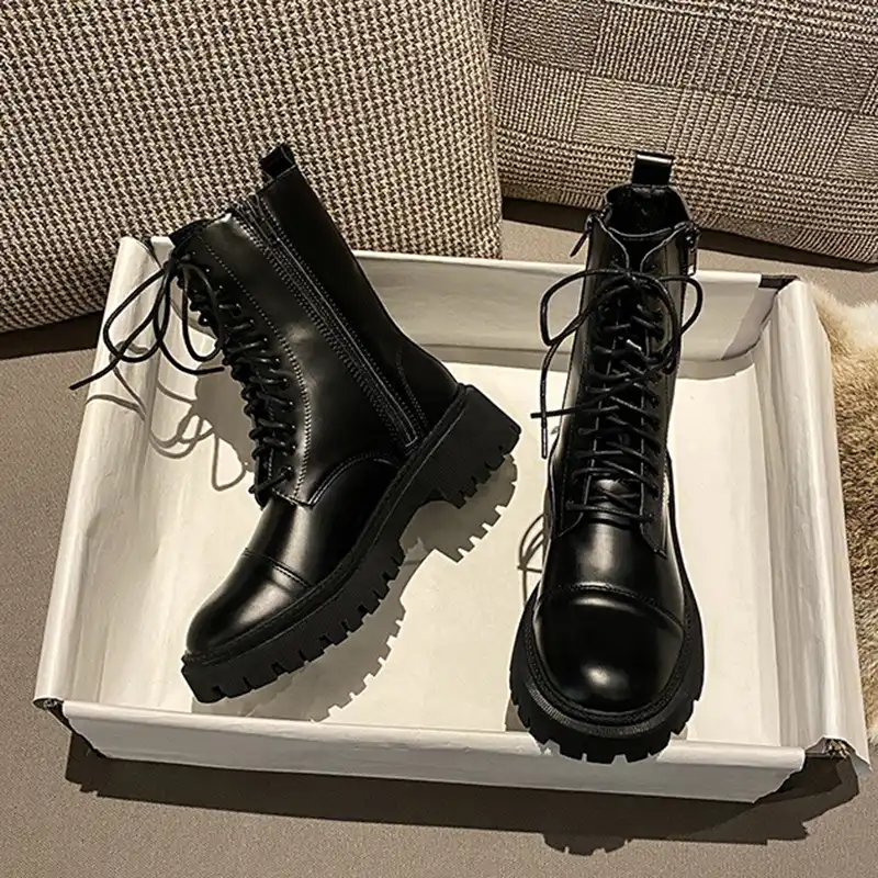 冬の靴レディースブーツプラットフォーム女性の靴冬のブーツのファッショントレンドブーツ女性の女性の靴黒ブーツ ミッドカーフブーツ Aliexpress