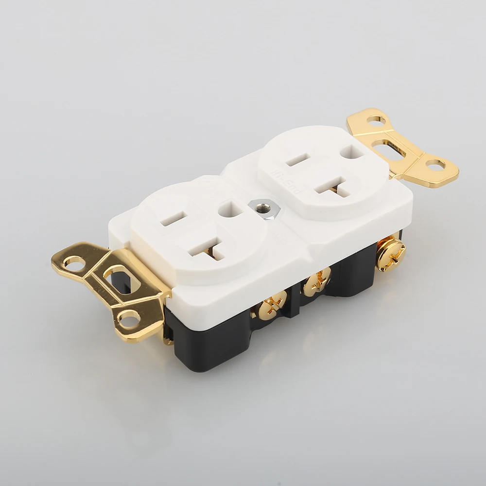 Hi-End Copper Gold plated AC 20A Power Receptacle Wall Outlet Power Distributor