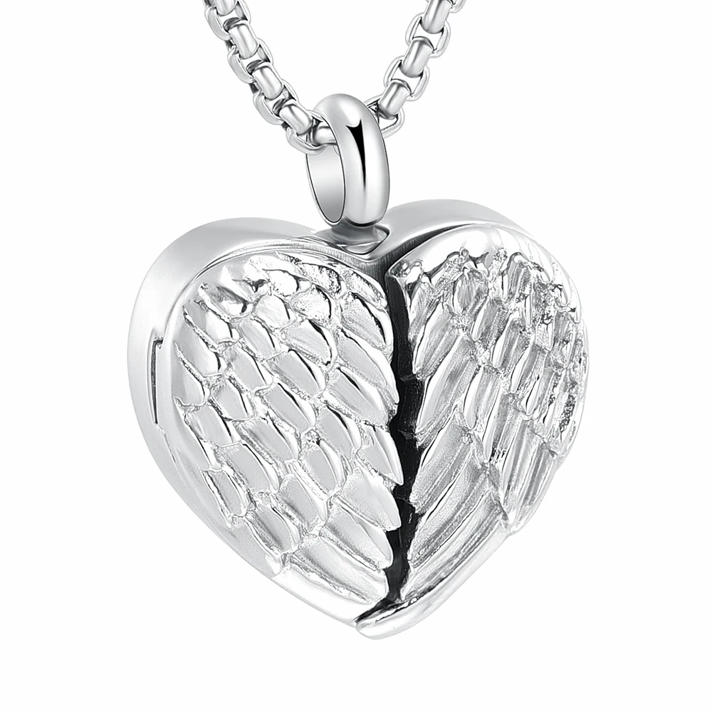Кулон кремационной урны ожерелье hold Ashes-гравюра открывающееся Крыло ангела для фото любимых/домашних животных всегда в моем сердце - Окраска металла: silver