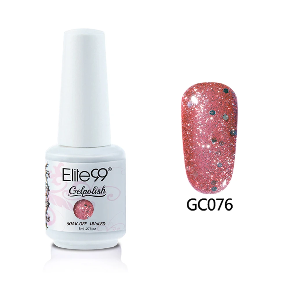 076 Elite99 8 мл Блестящий цветной Гель-лак для ногтей Vernis Полупостоянный УФ-Гель-лак для маникюра отмачиваемый Гель-лак для ногтей - Цвет: 076