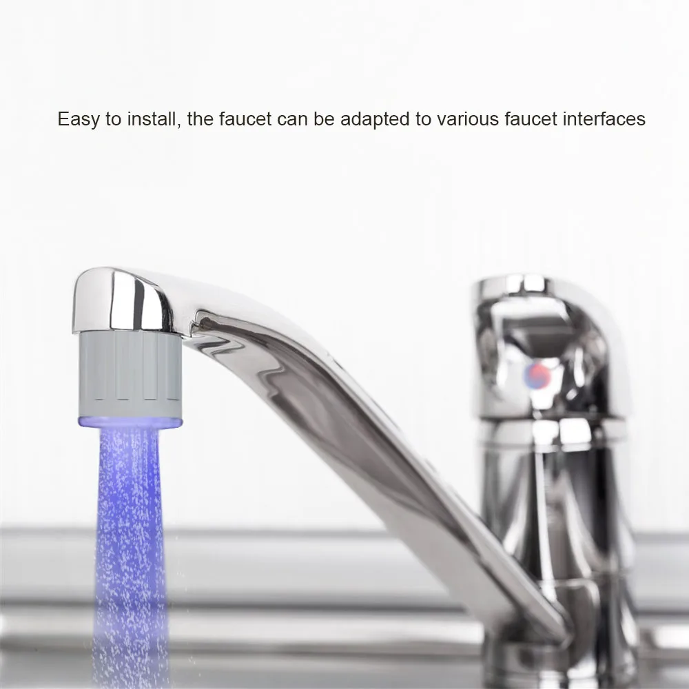 

LED Water Faucet 3 Colors Variable Temperature Control Stream Light Water Tap Kitchen Bathroom Accessories