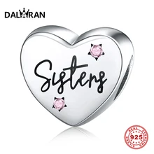 DALARAN Шарм 925 в форме сердца розовые сестры бусины для браслетов Подвески для изготовления украшений для девочек DIY ювелирные изделия подарок