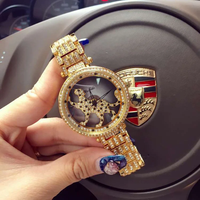 Высококачественные леопардовые женские часы кварцевые модные роскошные