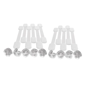 

Multifunctional Baby Cabinet Lock Latch Kit-6x Adjustable Lock + 4x Corner Guard Sets - Cabinet Lock Child - Oven Refrigeration
