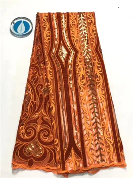 

BEAUTIFUL african lace fabric 2019 good quality velvet lace fabric print sequins velvet lace for dress DPAU151