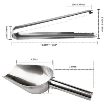 

New Ice Scoop and Ice Tongs (3 Pack), Stainless Steel Serving Tongs and Food Scoop for Ice Bucket, Bar, Kitchen, Tea Party and W