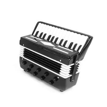 

1/12 Dollhouse Wooden Accordion Miniature Musical Instruments Model Collection