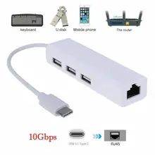 Eastvita USB-C usb 3.1 tipo c ao cabo do cubo do adaptador do lan dos ethernet de usb rj45 para o porto do tipo c do pc-macbook