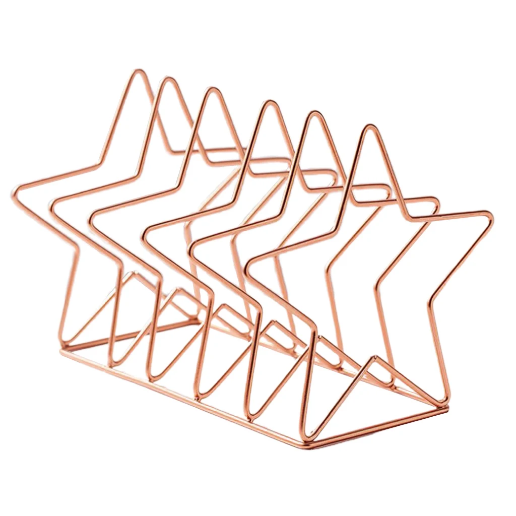 Metal Craft Five-Pointed Star Shape Desktop File Rack File Sorter Organizer for Magazines Newspapers Documents Mails Storing