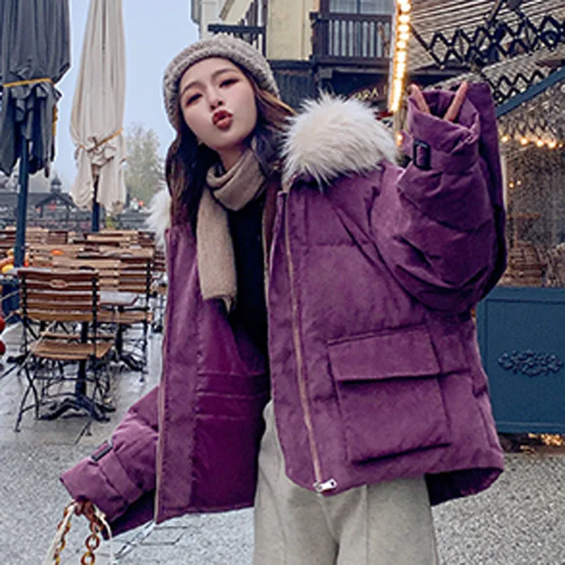 Cotton jacket new fashion High-end short coat female winter cotton outerwear hooded thick warm jacket women loose tops