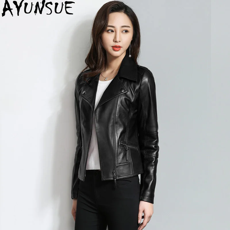 

AYUNSUE Genuine Leather Jacket 2019 Spring Autumn Jacket Women 100% Real Sheepskin Coat Female Streetwear Bomber Jackets MY3901