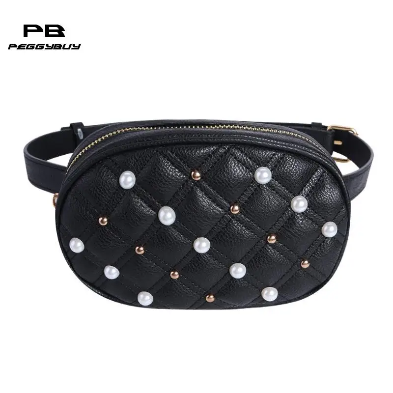 

Pearl Waist Belt Bag Women Fanny Pack Leather Crossbody Shoulder Chest Bags