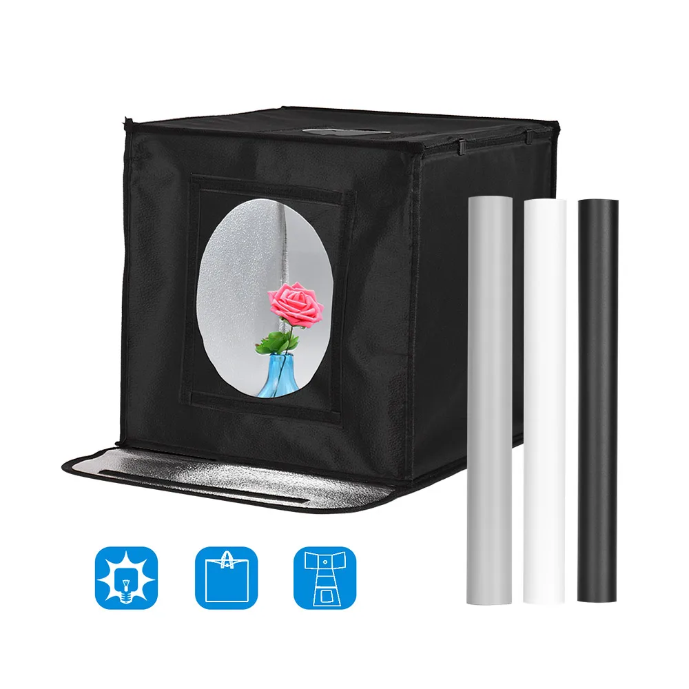 

Portable Foldable Photo Studio Shooting Tent kit Photo Box Adjustable Brightness Photography Light Box with 84 LED Light UK Plug