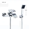 Gold Bathtub Faucet Waterfall Shower Faucet Wall Mounted Hot Cold Water Mixer With Hand Shower Set System For Bathroom 5