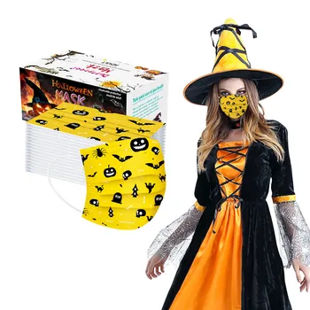 

Adult mask Disposable Face Mask Halloween Print 3Ply Ear Loop Face Mask Fabric Meltblown Dustproof Protection Mouth Mask