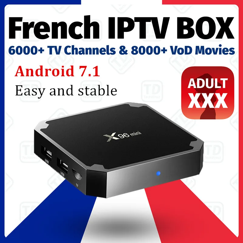 

French IPTV box X96 min+1 year iptv subscription 6000+HD Live for France Portugal Spain Nordic Europe IPTV m3u smart tv box