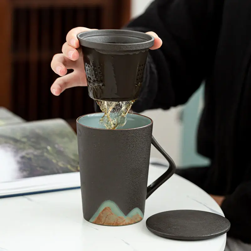 

Ceramic coffee cup luxury Nordic Luxury with Spoon Solid Green Minimalist Afternoon Tea Cups High Quality Cup and Saucer Set