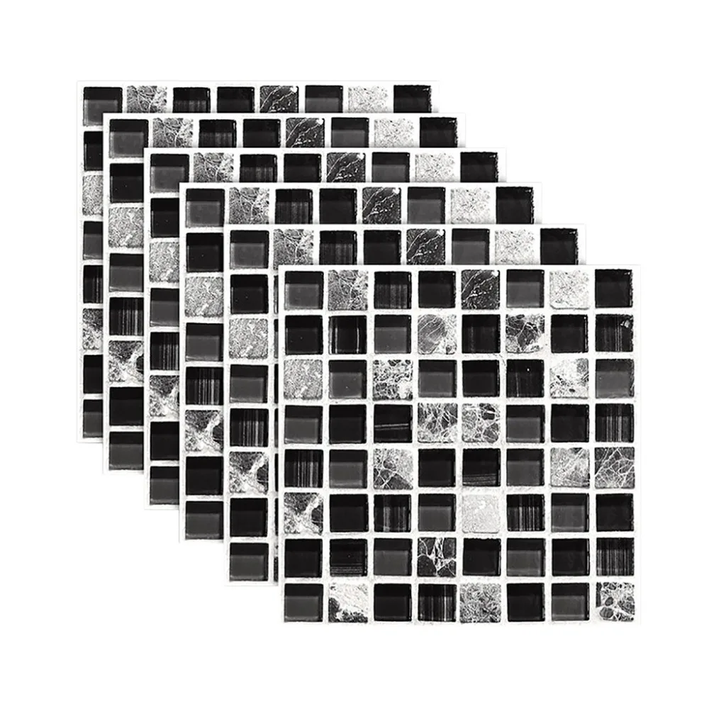 6 шт. самоклеющиеся мозаичные плитки стикеры кухня ванная комната моделирование наклейки для настенной плитки декор Водонепроницаемая палка отделка из ПВХ# 3F