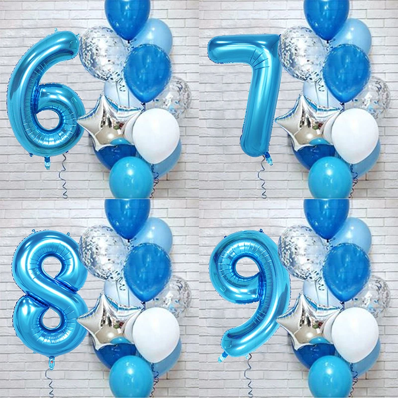 12pcs Pink Number Foil Balloon Birthday Party Decoration Latex Balloons Kids Baby Girl 1 2 3 4 5 6 7 8 9 Years Old 1st Birthday