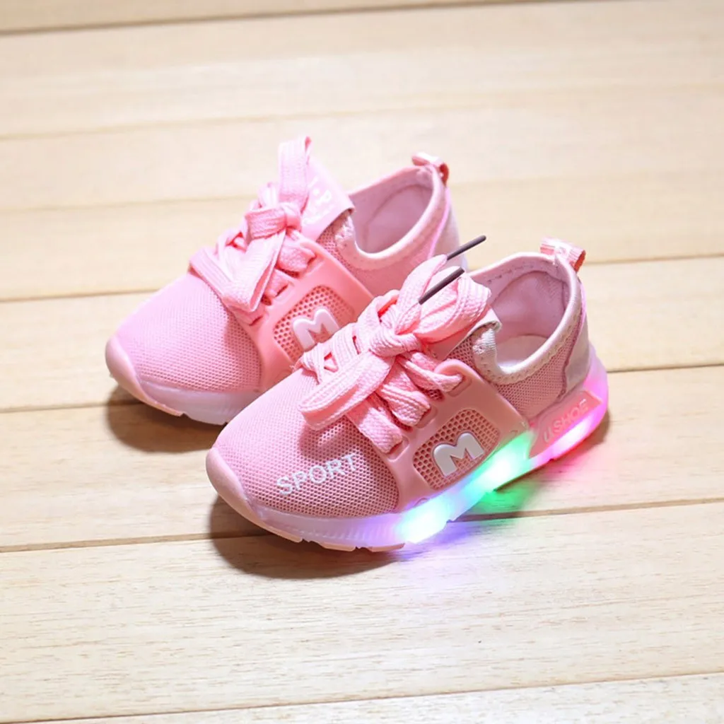 YiYePianZhou/детская обувь для мальчиков и девочек, обувь для малышей младенцев, детская обувь, светодиодный светильник с буквами, спортивная обувь для бега, Кроссовки 21-30