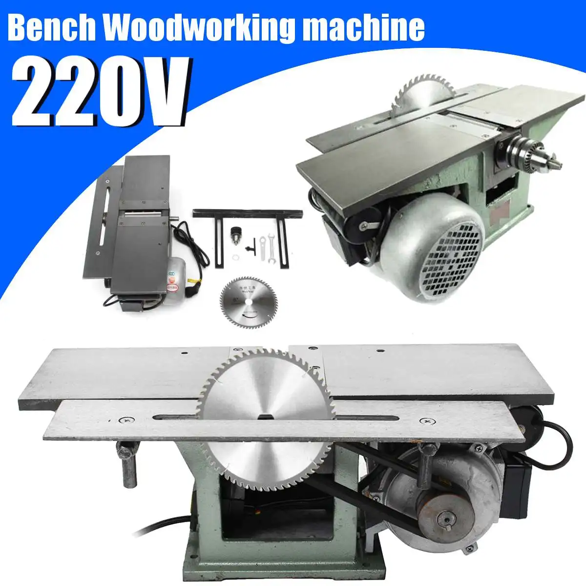 

3 In 1 220V Woodworking Machine electric Planing planer Multifunctional wood work table planing saw drill body cutting machine