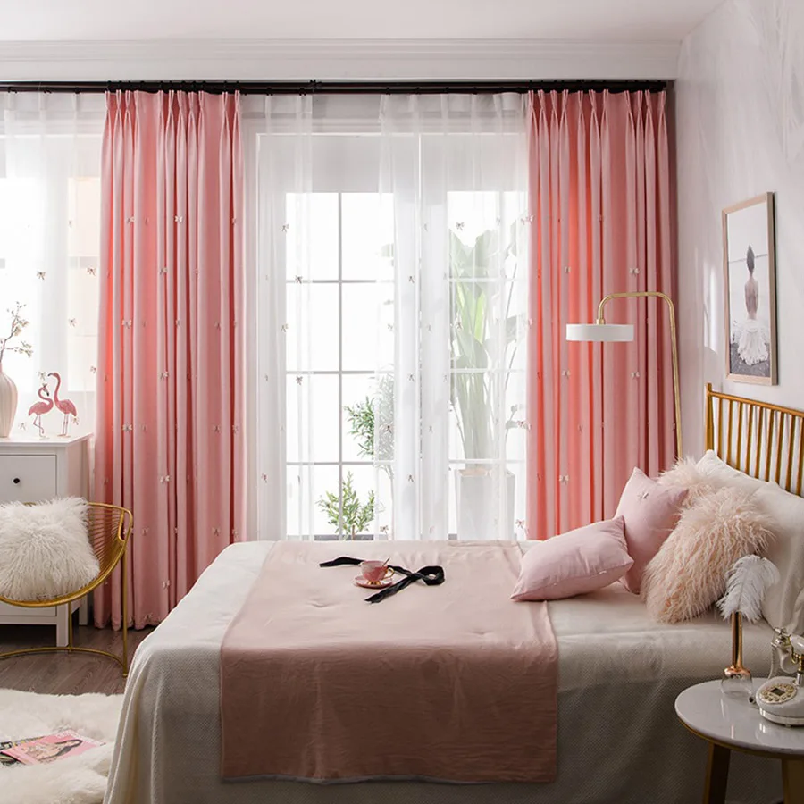 Korean-modern-butterfly-embroidery-curtain-Cute-Princess-Girl-heart-children-s-bedroom-balcony-customized-processing-S074