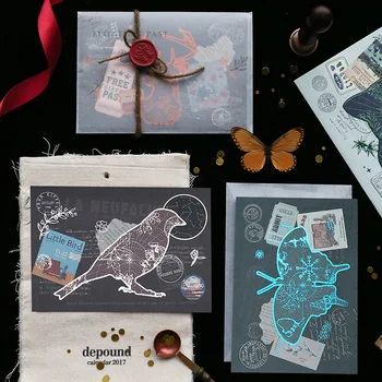 

Vintage Floating Old Things Series Greeting Card with Envelope Handmade Dry Flower Wedding Party Invitation Envelopes