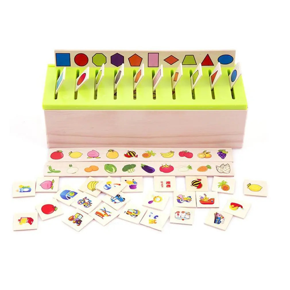 

Montessori Knowledge Classification Box Kids Wooden Toys Baby Early Learning Educational Toy Matching Category Boxes