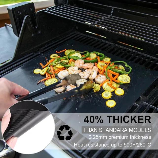 4Db Non-Ragasztó Grill Szőnyeg 40*33 Cm Sütő Főzési Hőállóság Grillező Lap Kültéri Bbq Kiegészítők Partihoz - Image 3