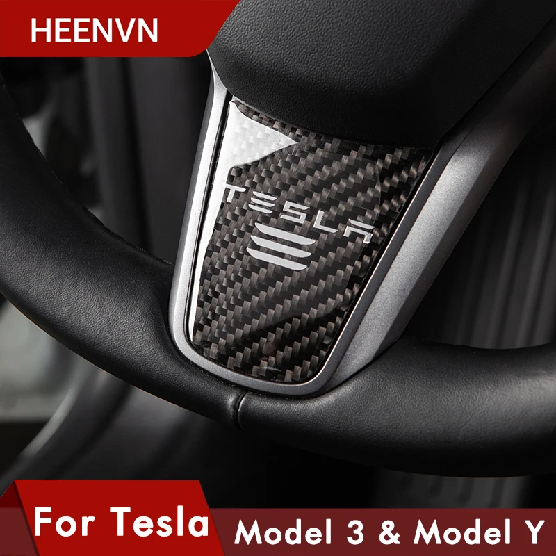 Чехол на руль из углеродного волокна Heenvn для Tesla Model 3 Y 2021 аксессуары защиты салона