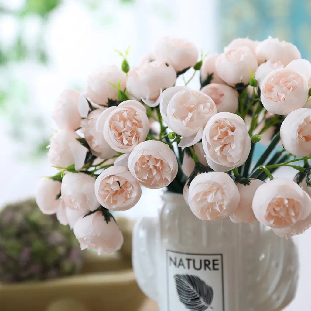 

27Heads Artificial Fake Camellia Rose Bouquet Silk Flower Wedding Party Home DIY Artificial Decorations Dried Flowers