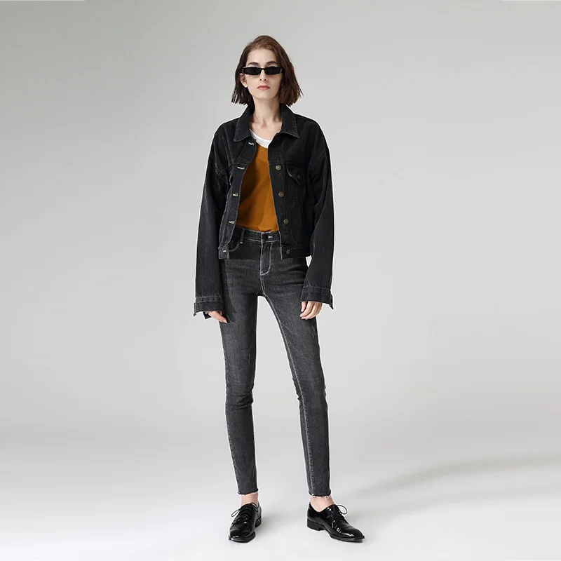Toyouth женская уличная одежда с длинным рукавом черные джинсовые куртки однобортная верхняя одежда пальто двойные карманы джинсовые куртки