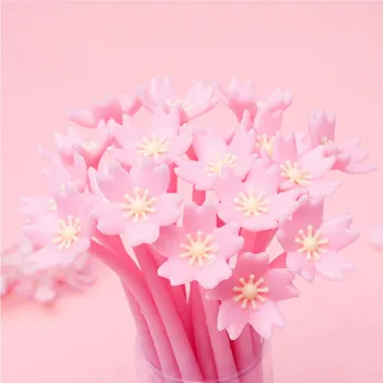 

4pcs/lot Cute Pink Cherry Blossoms Sakura Flower Silicone Gel Pens gift prize DIY Drawing pen office school supplies
